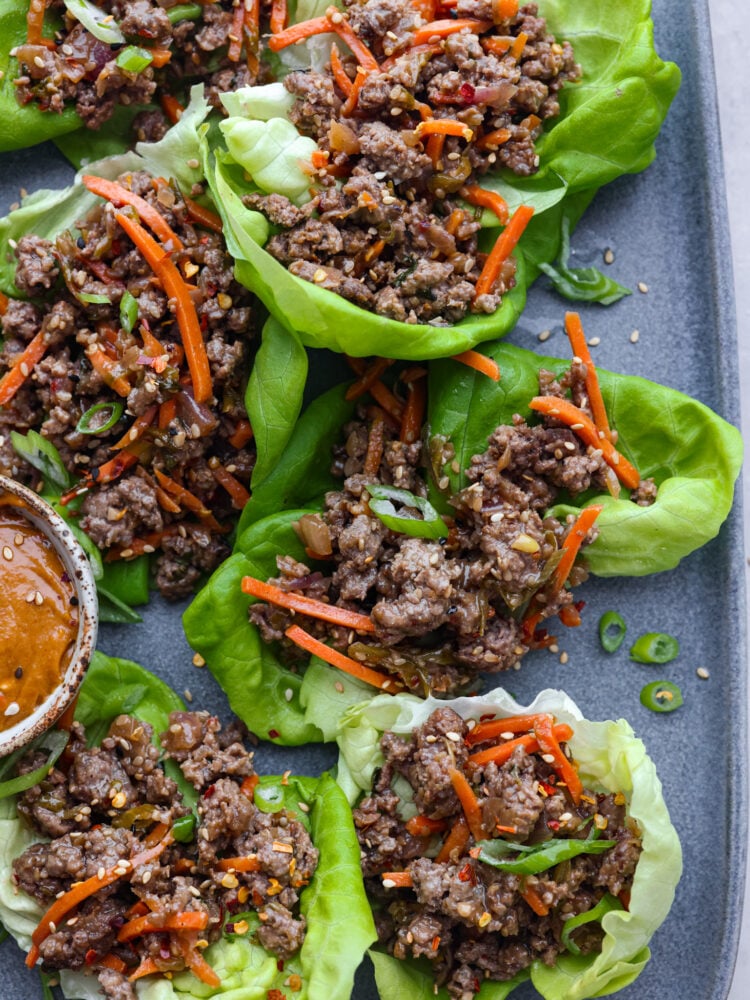 Closeup of Thai lettuce wraps.