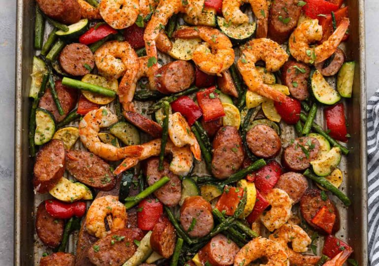 Cajun Shrimp and Sausage Vegetable Sheet Pan