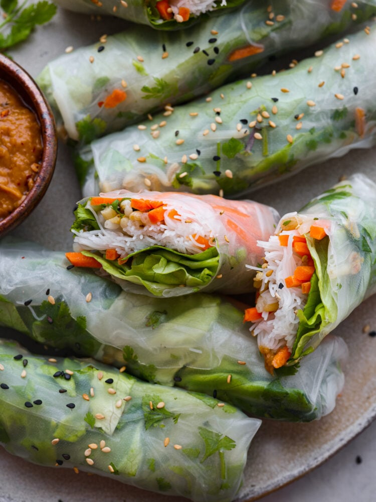 Closeup of summer rolls.