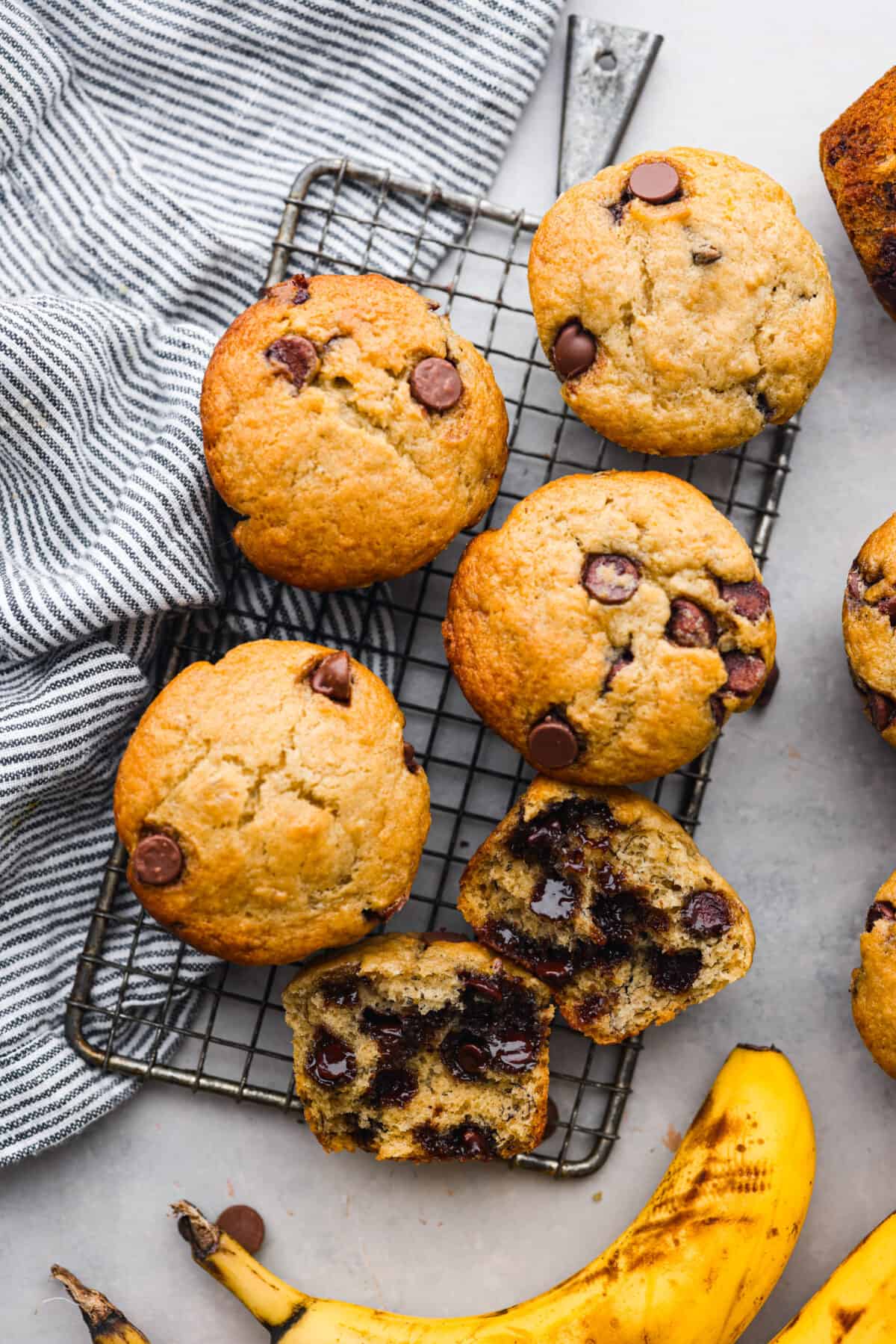 Baked muffins on a cooling rack. 