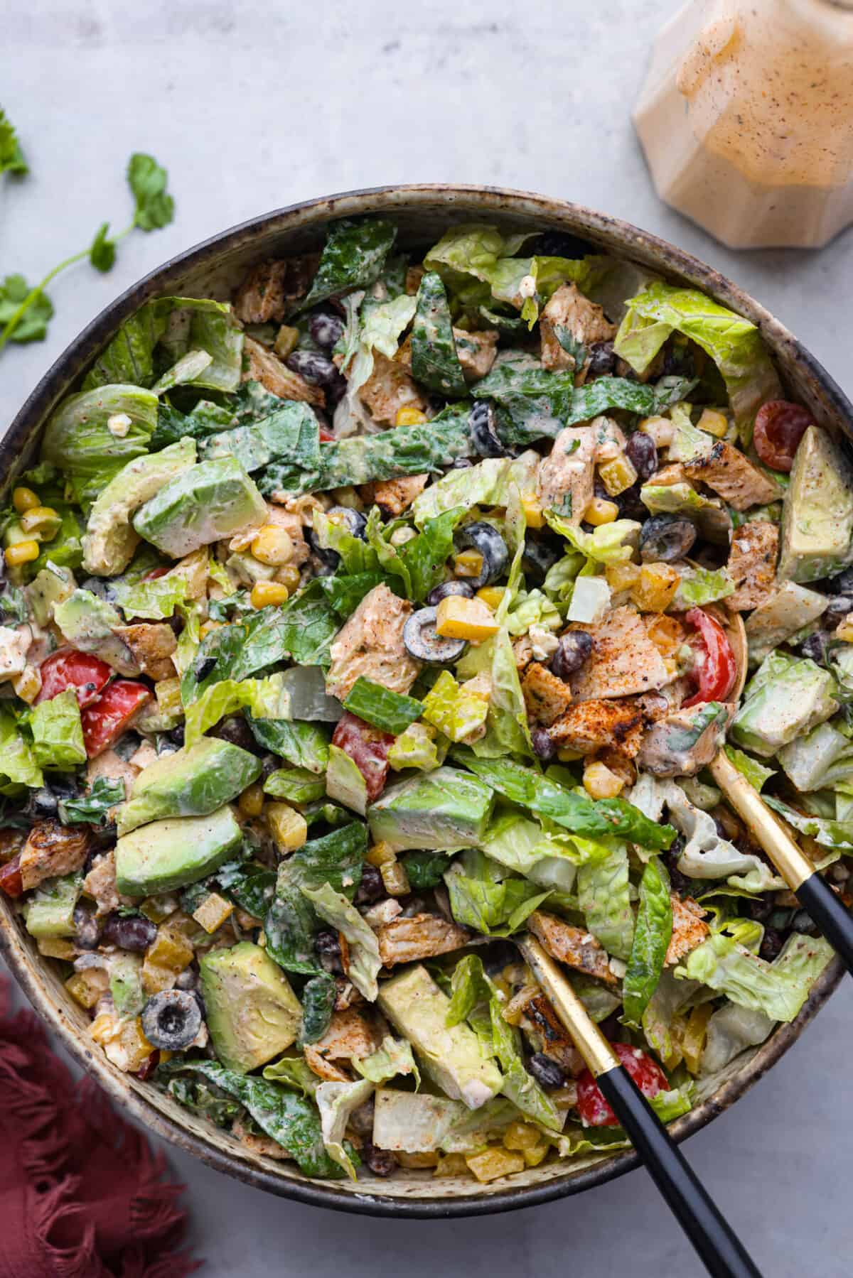 Hero image of santa fe salad in a large mixing bowl.